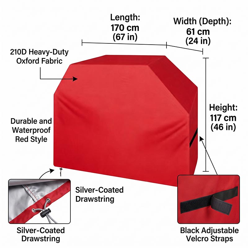 Penutup Panggangan BBQ Merah 2 - Heavy Equipment Bucket ulasan dan harga